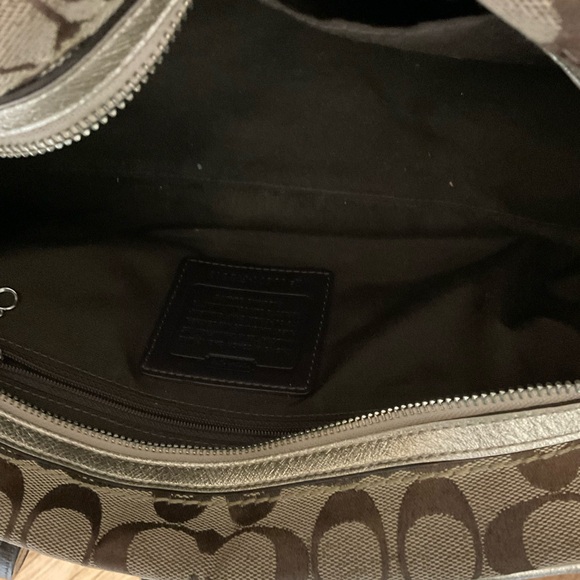 Coach Vintage Signature C Brown Denim Leather Ziptop Tote F12317 - Picture 7 of 8